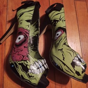 Iron fist green zombie peeptoe heels